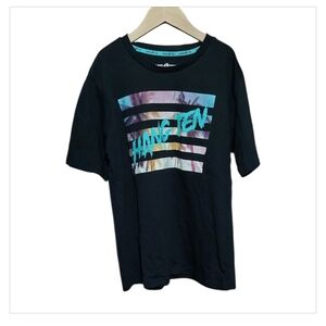 NWT Boys' Hang Ten Black Graphic Tee with Tropical Stripe Print